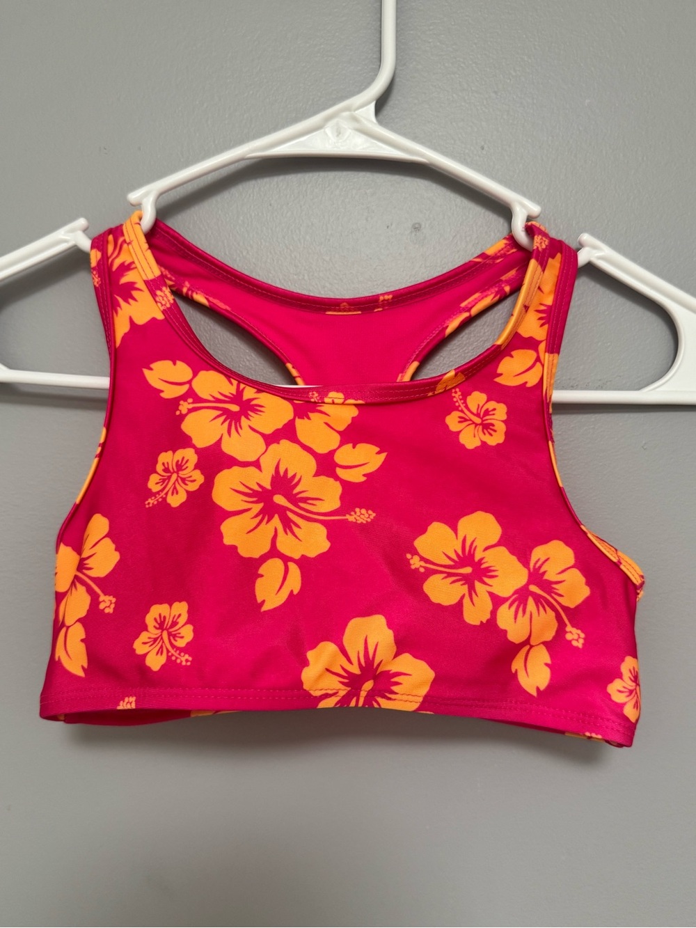 wonder nation Kids Swim Top - Hot Pink & Orange Floral